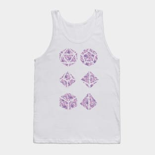 Pink and Blue Gradient Rose Vintage Pattern Silhouette Polyhedral Dice - Dungeons and Dragons Design Tank Top